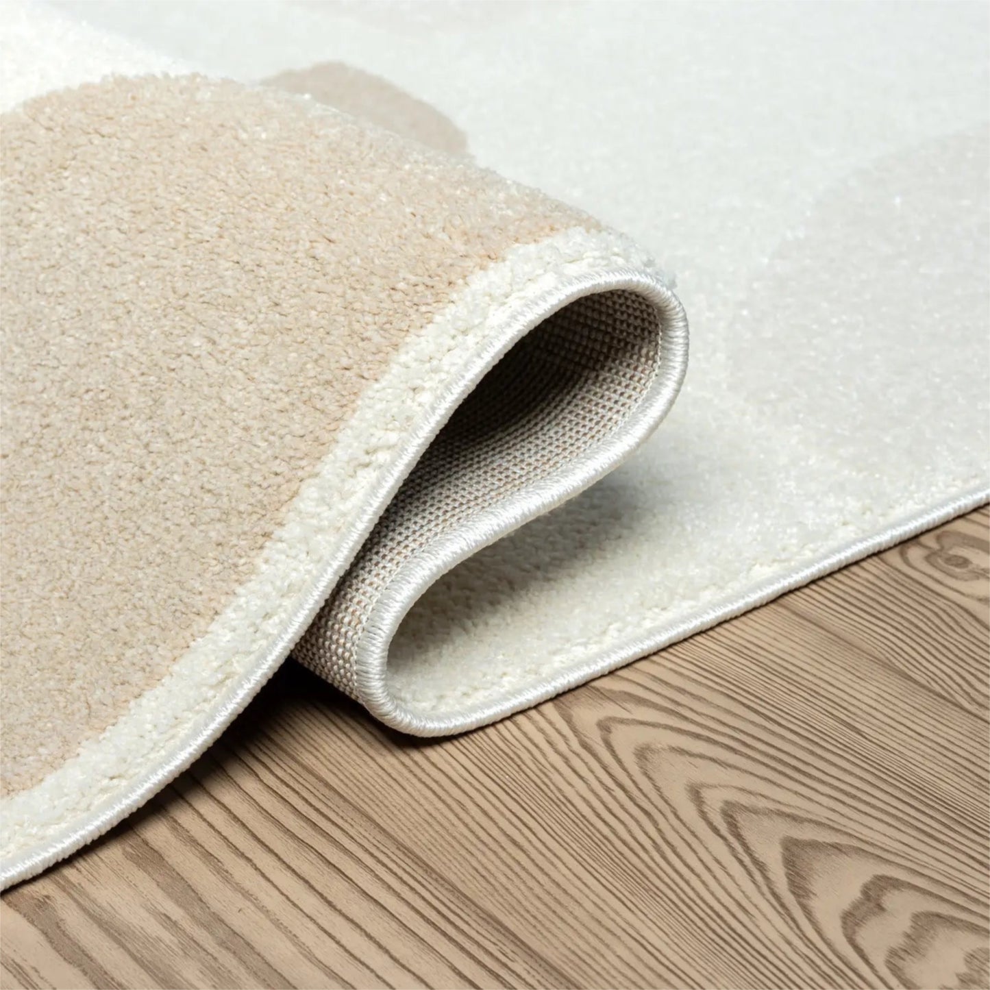 Cozy Modern Cream Grey Area Rug- 6'x9'