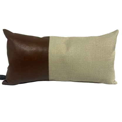 Lumbar Leather Accent Pillow 12x 24