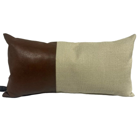 Lumbar Leather Accent Pillow 12x 24