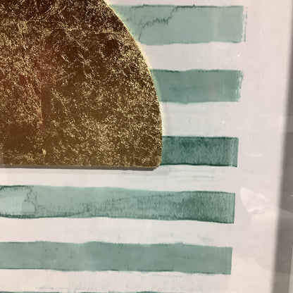 Green and Gold Striped Artwork