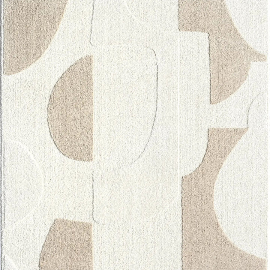 Cozy Modern Cream Grey Area Rug- 6'x9'