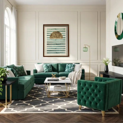 Green and Gold Striped Artwork