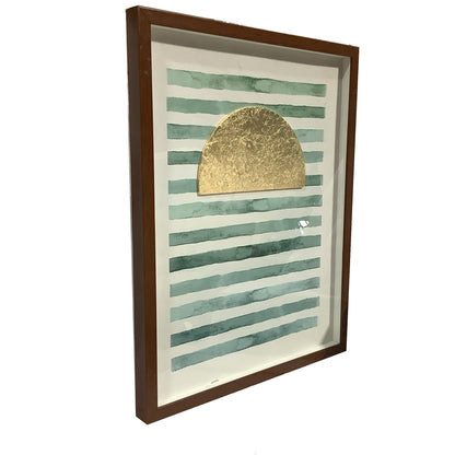 Green and Gold Striped Artwork