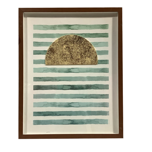 Green and Gold Striped Artwork