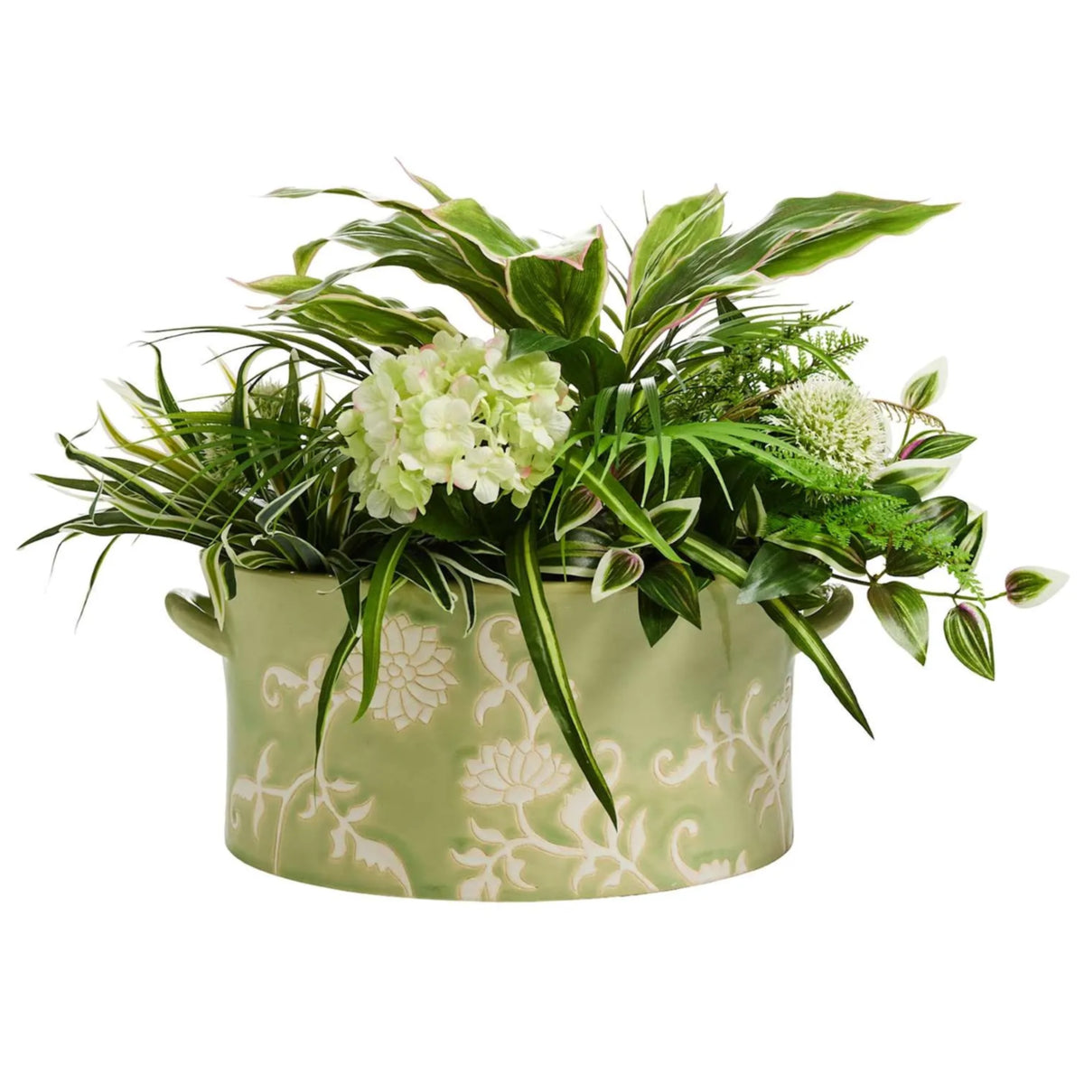 Green Floral Ceramic Vase