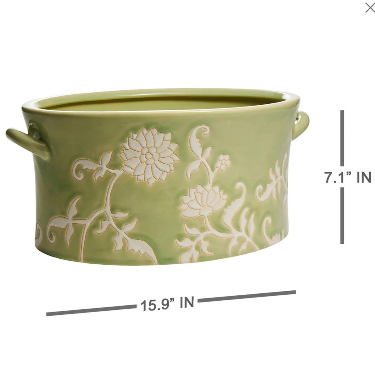 Green Floral Ceramic Vase