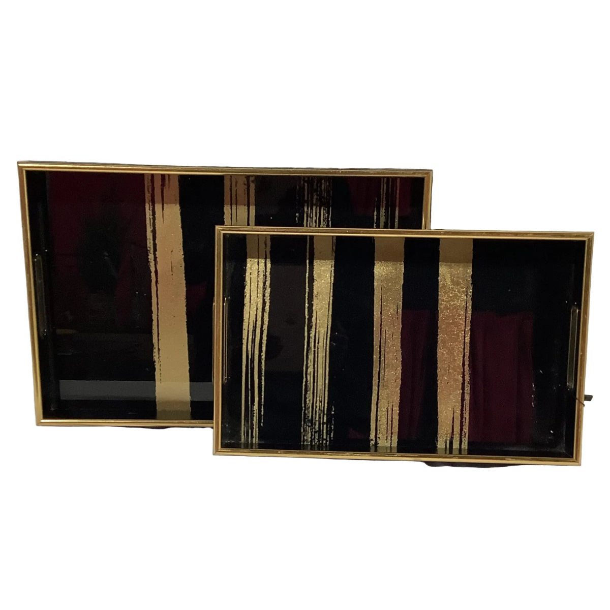 Savoy Black Gold Trim Tray Set