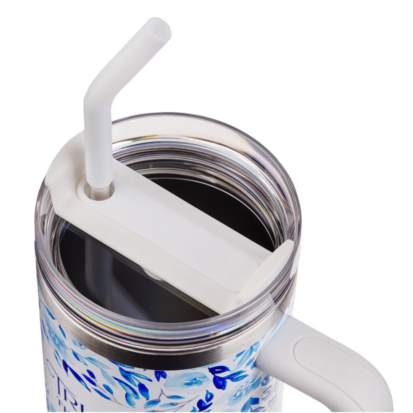 Tumbler w/straw SS Blue Floral Trust Prov. 3:5