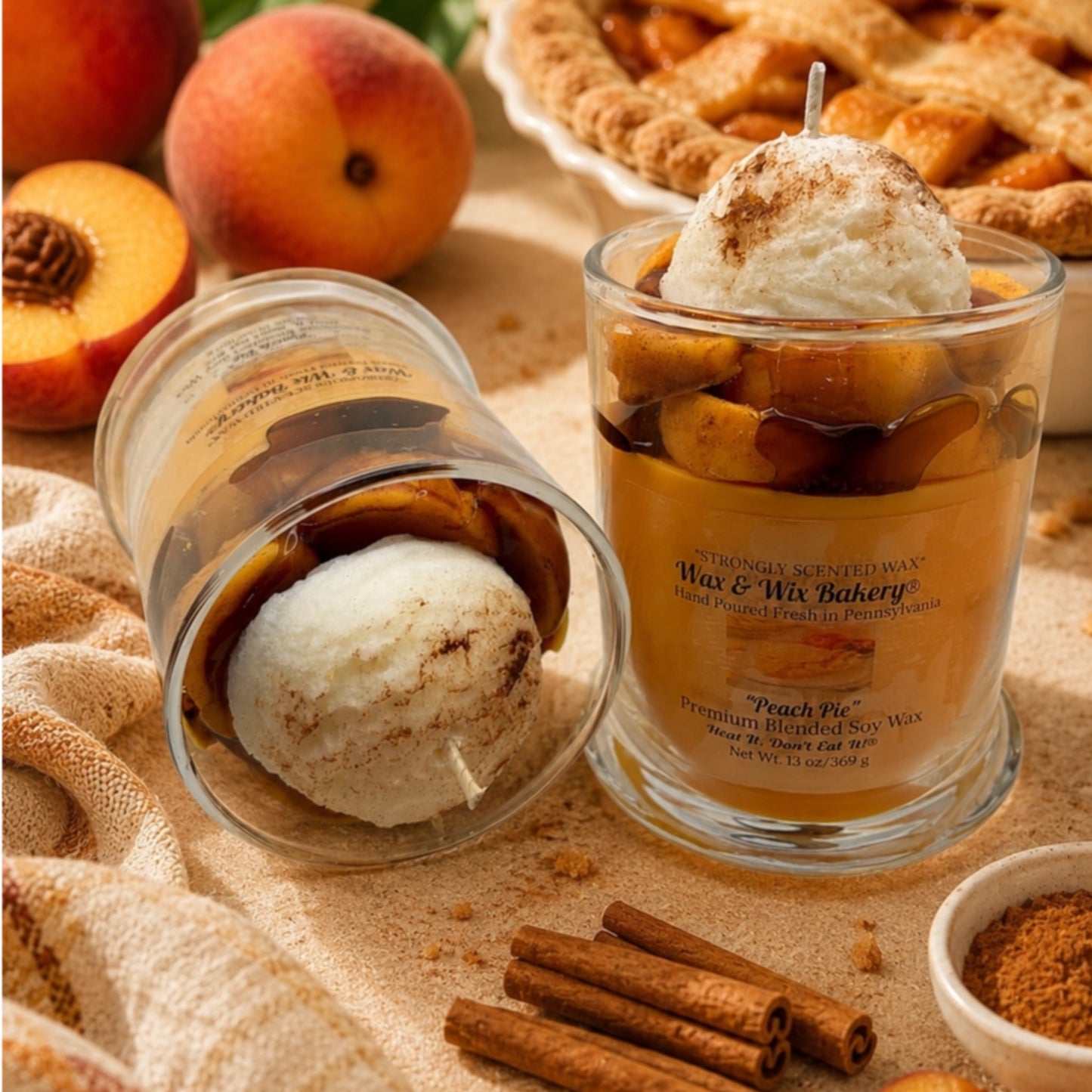 Peach Pie Candle. 13 oz. Large Dessert Candle