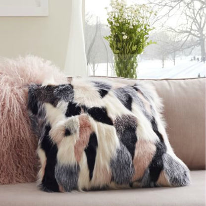 Pink Plush Patchwork Pillow (18X18)