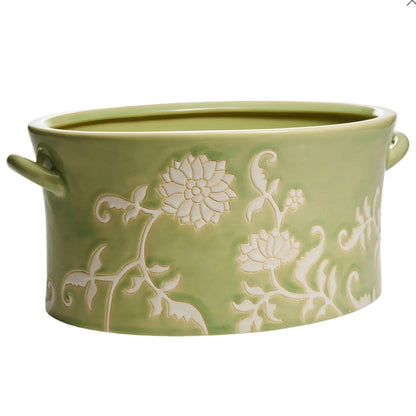 Green Floral Ceramic Vase