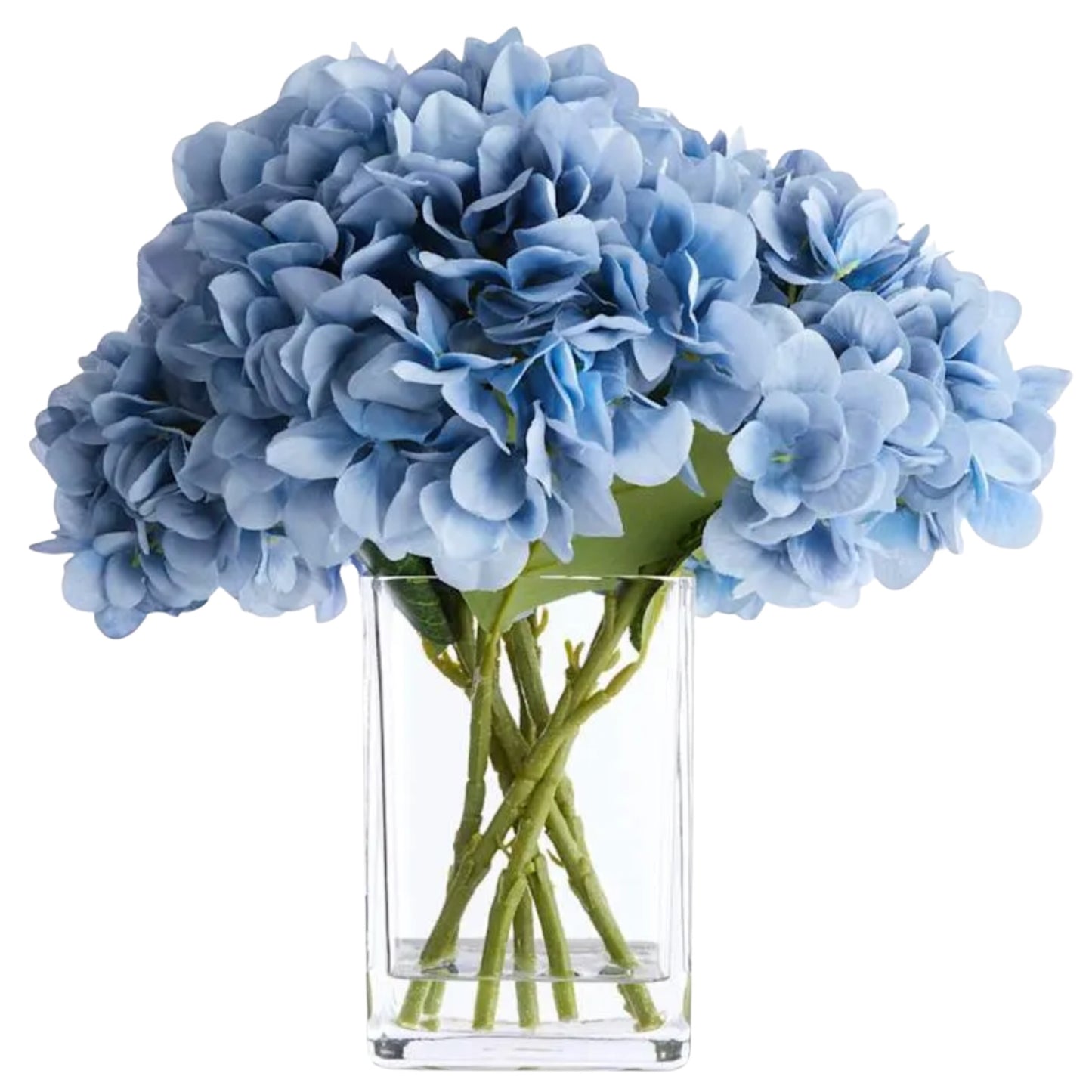 Faux Hydrangea in Glass Vase