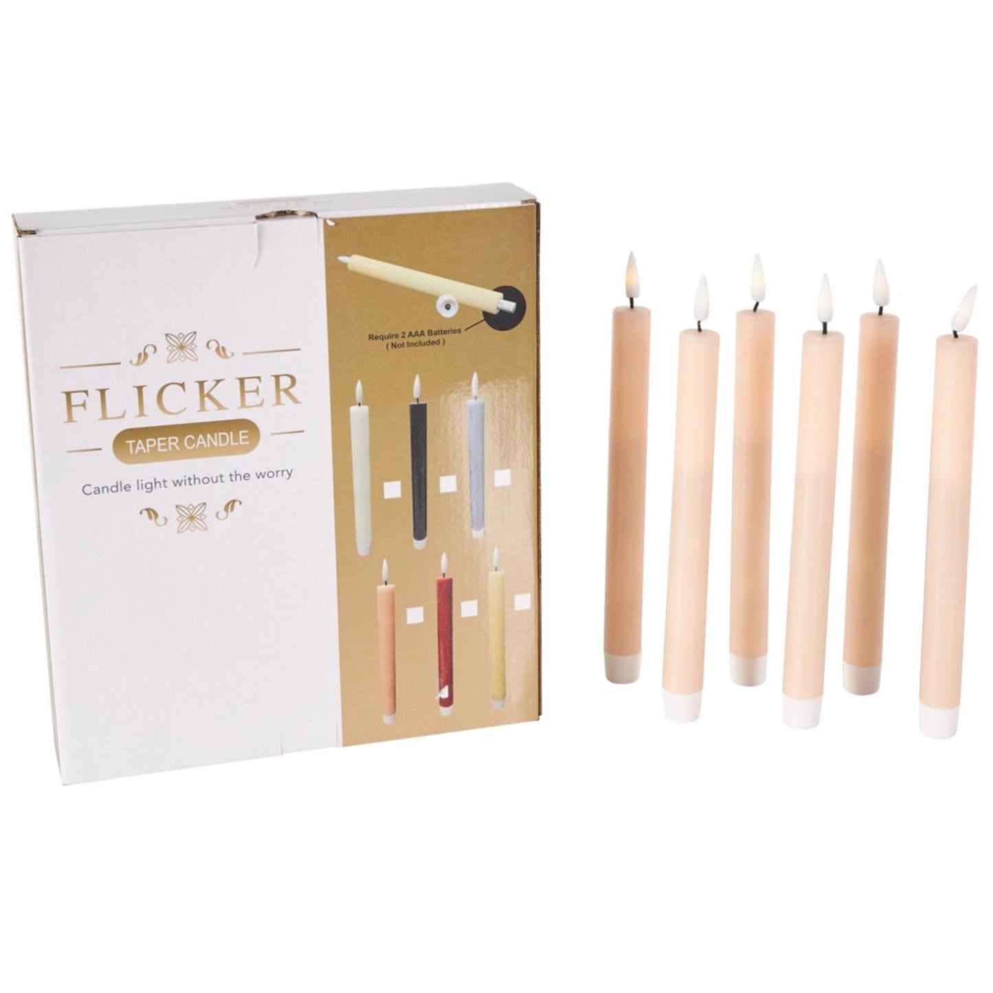 Outdoor Flameless Candle with Remote Control, Set of 6 8"H