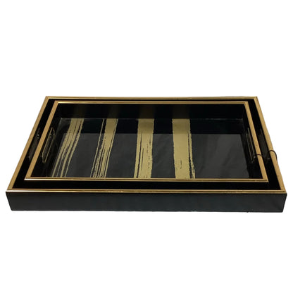 Savoy Black Gold Trim Tray Set
