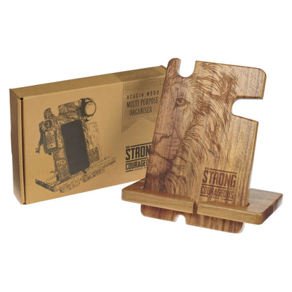 Strong & Courageous Acacia Wood Accessory Organizer