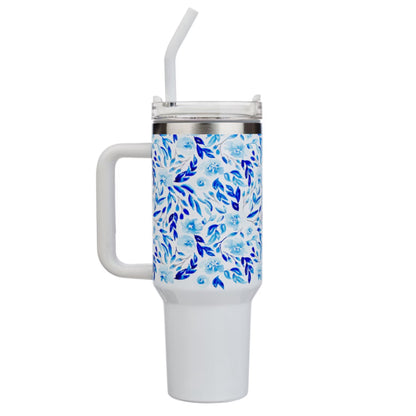 Tumbler w/straw SS Blue Floral Trust Prov. 3:5