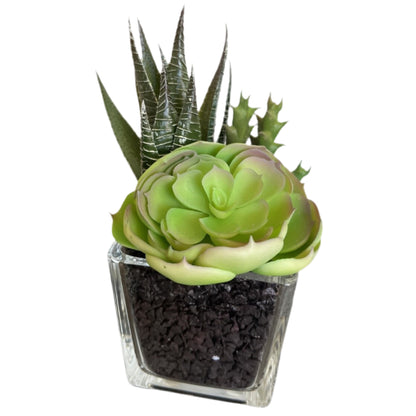 Faux Succulent In Glass Vase