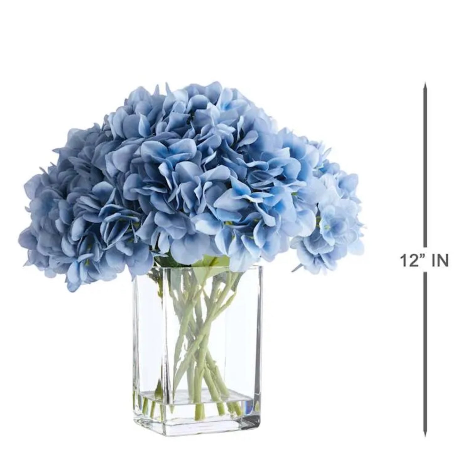 Faux Hydrangea in Glass Vase