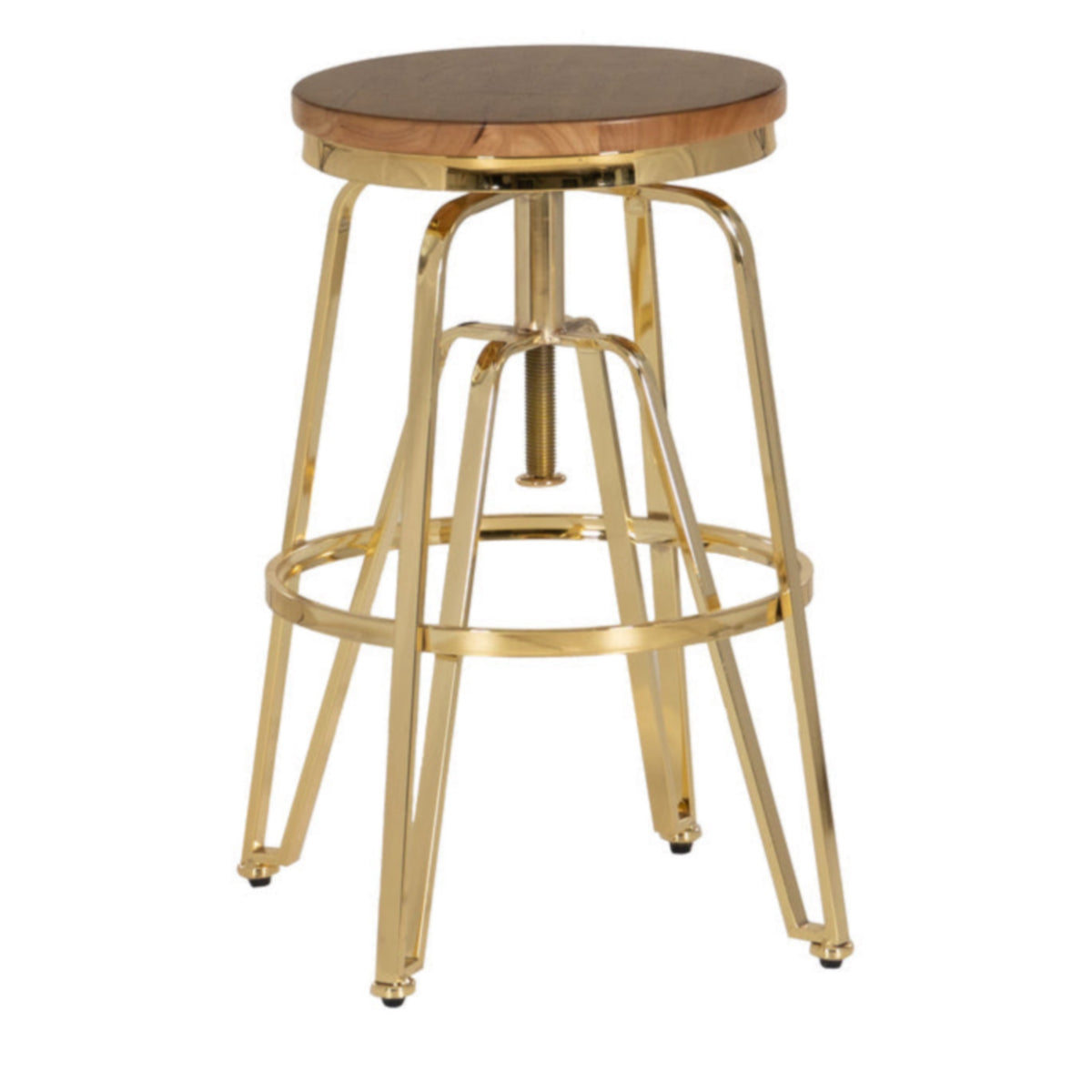 Wood/Gold Metal Bar Stool