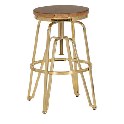 Wood/Gold Metal Bar Stool