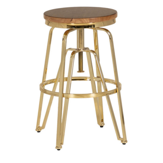 Wood/Gold Metal Bar Stool