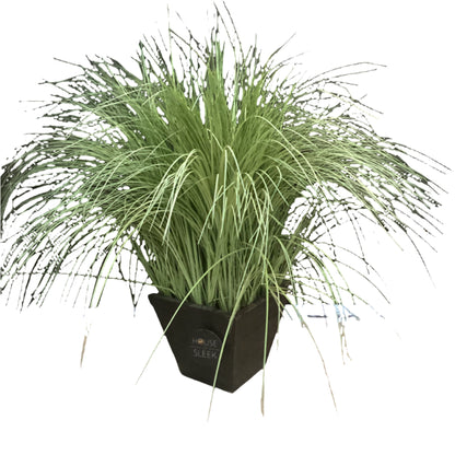 Faux Grass in Rustic Wood Planter