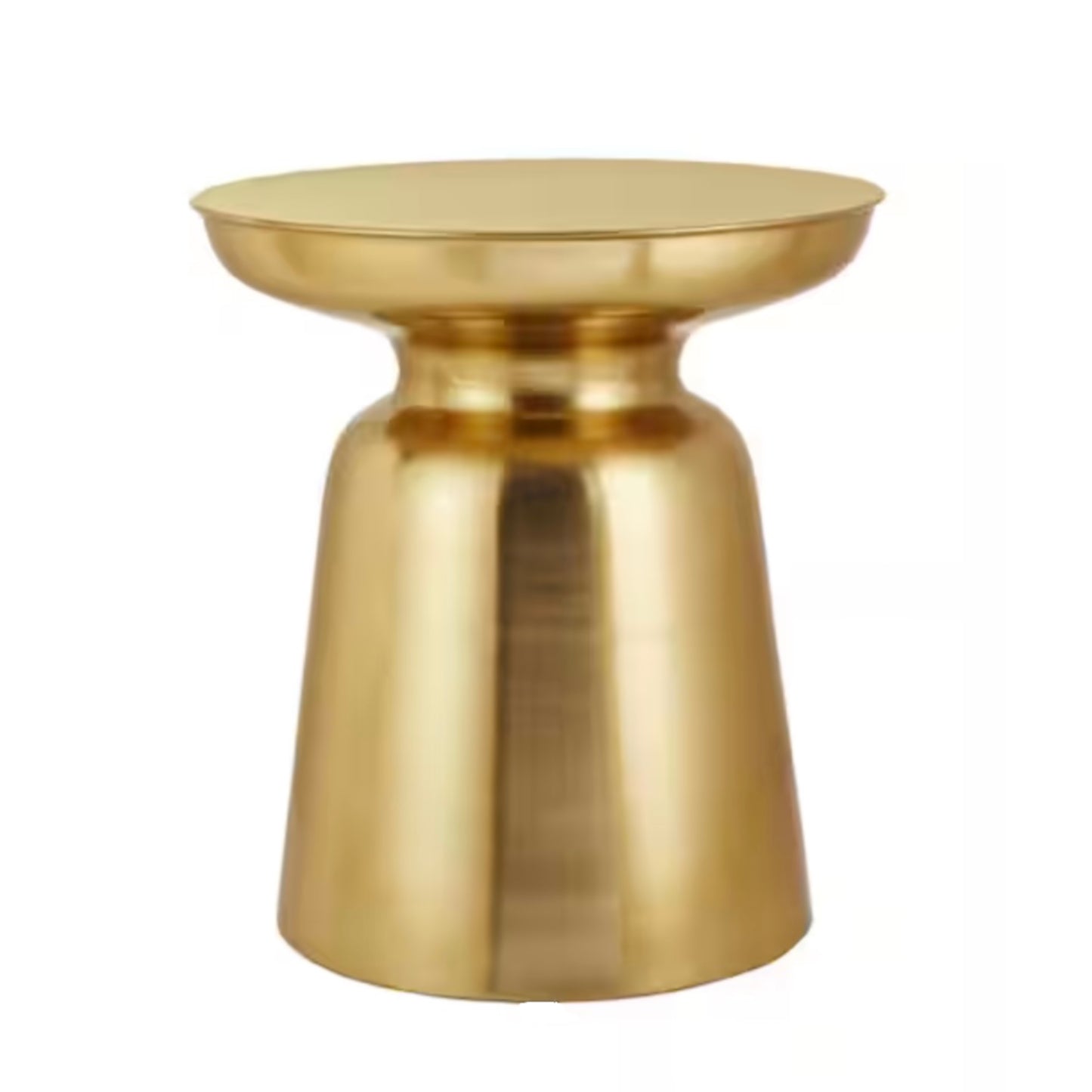 Round Gold Metal Pedestal Side Table