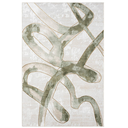 Ivy Beige Cream Green Area Rug- 7'9" x 10'2"