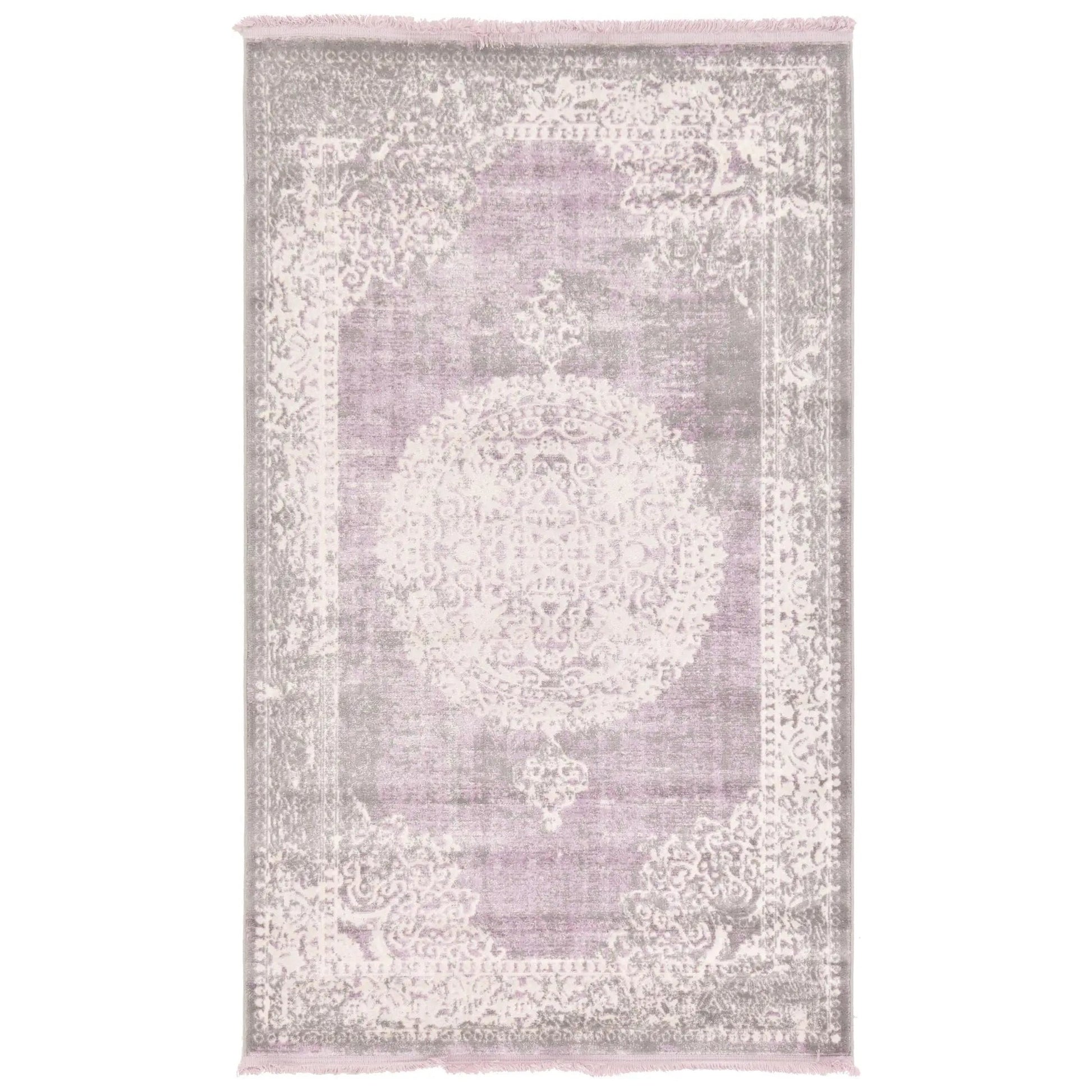 Decorative rug with a floral pattern on a white background