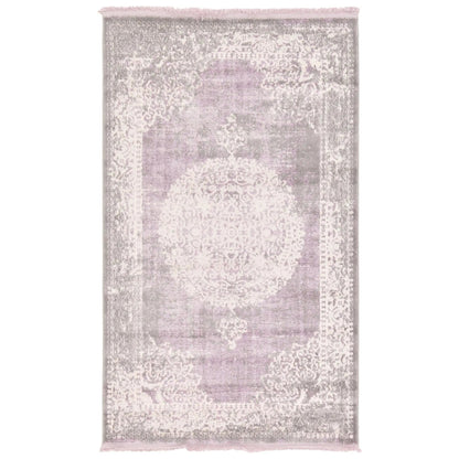 Decorative rug with a floral pattern on a white background
