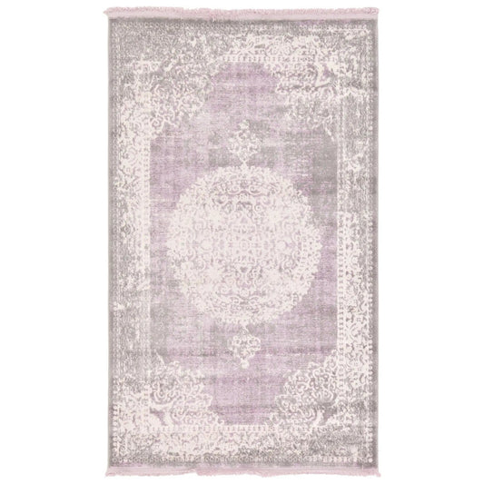 Decorative rug with a floral pattern on a white background