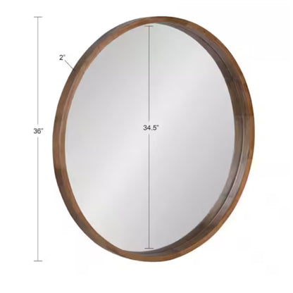 Round wood framed mirror