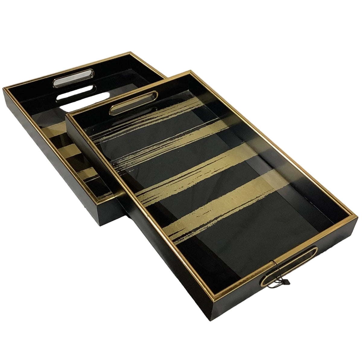 Savoy Black Gold Trim Tray Set