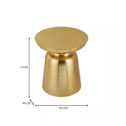 Round Gold Metal Pedestal Side Table