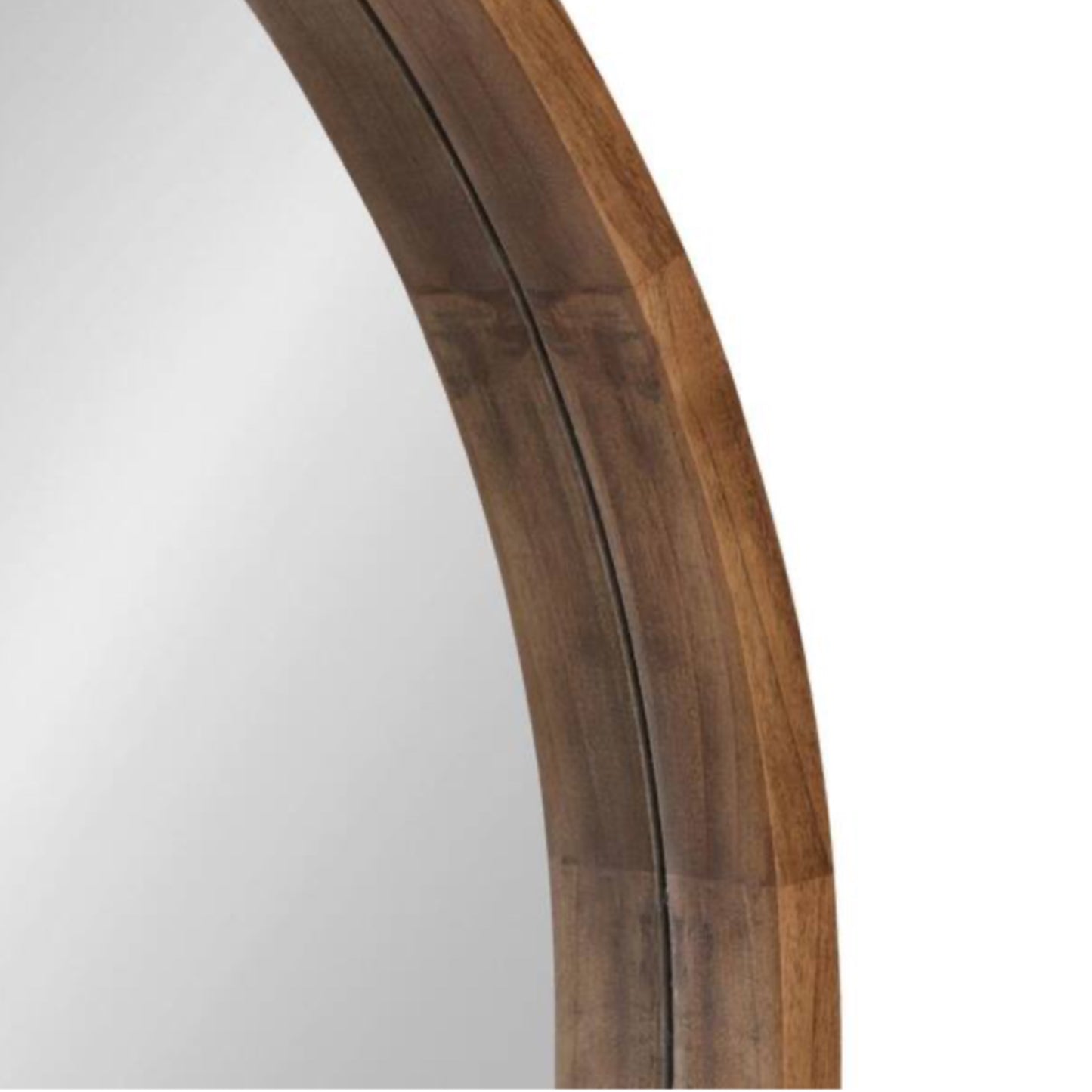 Round wood framed mirror