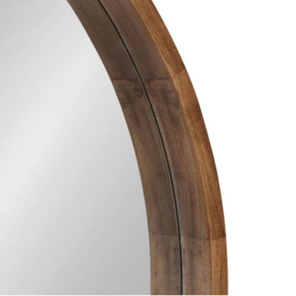 Round wood framed mirror