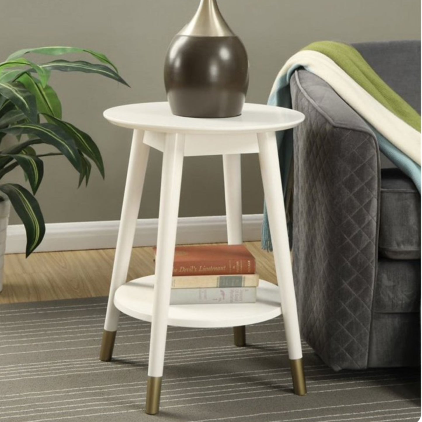 Modern White Pedestal Side Tables (SET OF 2)
