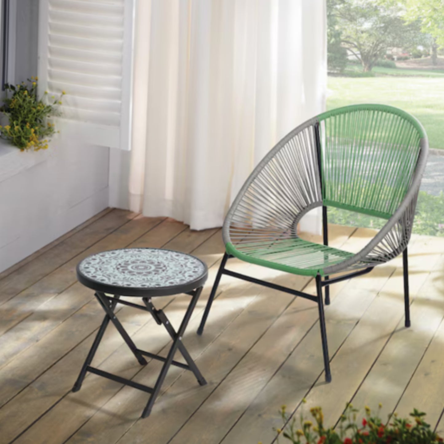 Green & Gray Outdoor Chairs SET OF 2