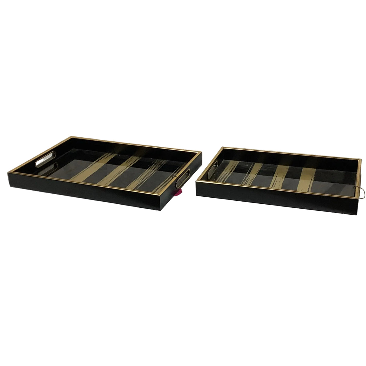 Savoy Black Gold Trim Tray Set
