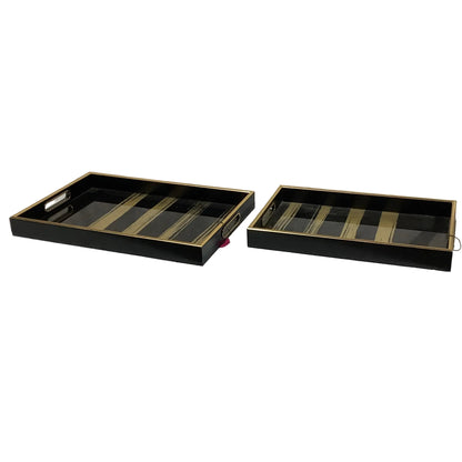 Savoy Black Gold Trim Tray Set