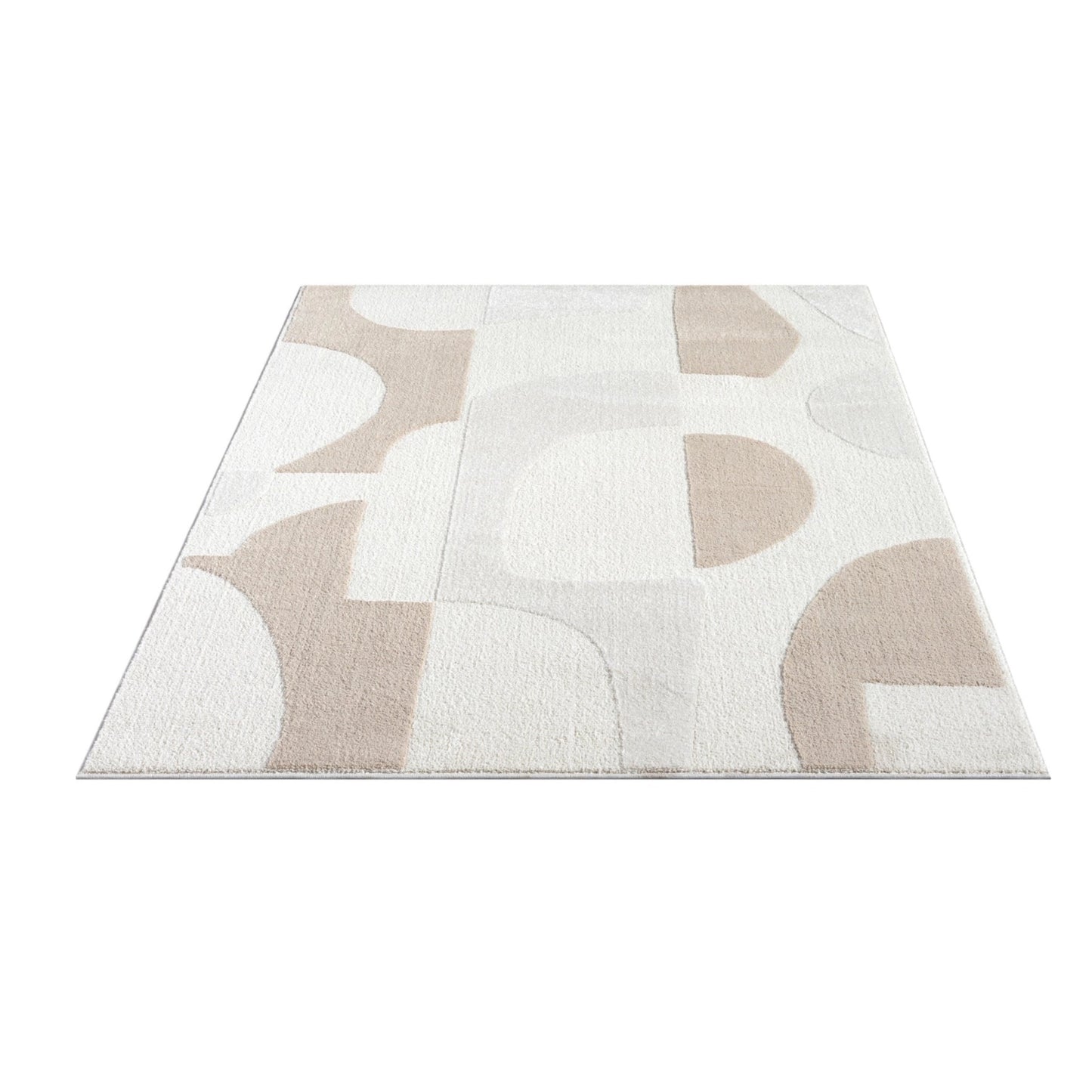 Cozy Modern Cream Grey Area Rug- 6'x9'