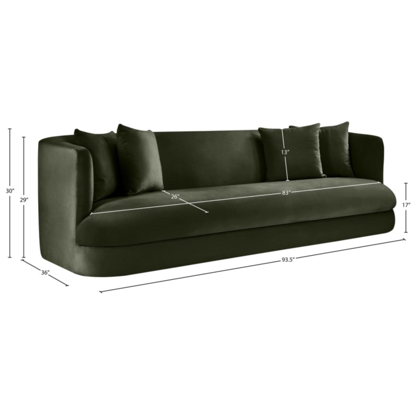 The Kelly 93.5" Velvet Upholstered Sofa