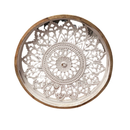 Carved Wooden Table Tray –OPEN BOX