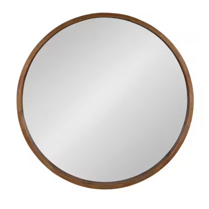 Round wood framed mirror