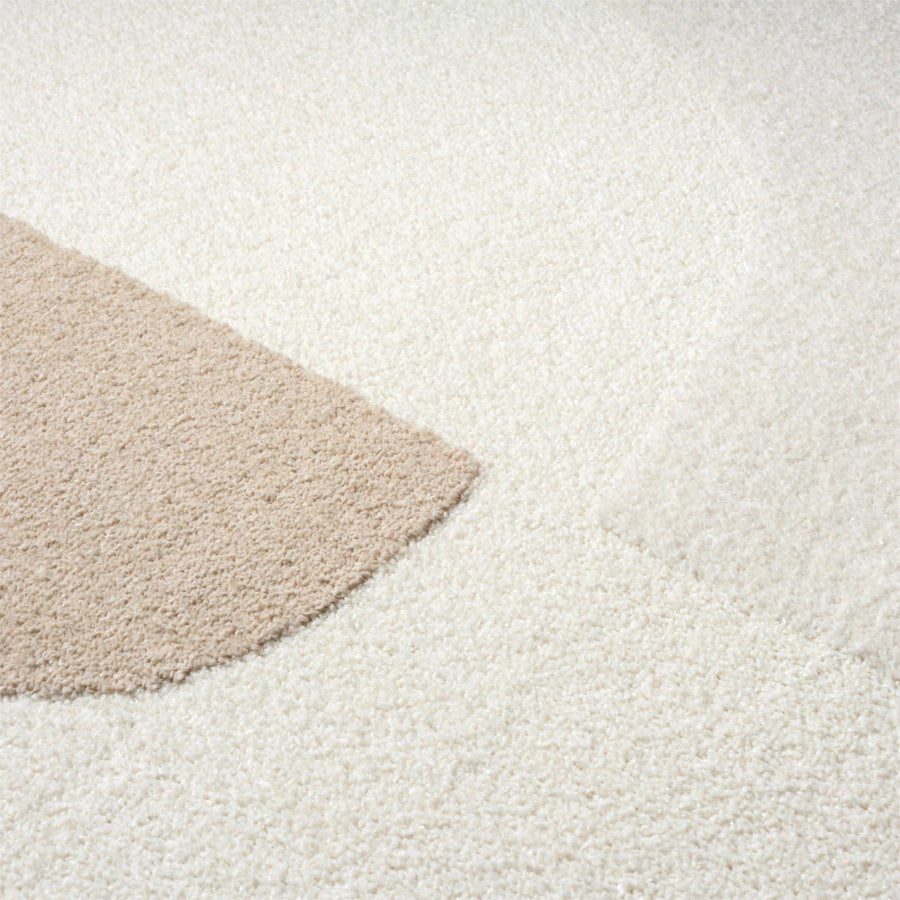 Cozy Modern Cream Grey Area Rug- 6'x9'