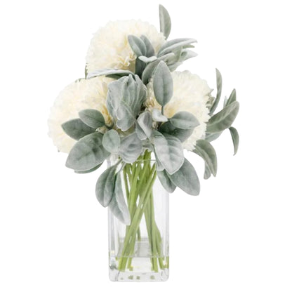 Faux Mum Floral in Glass Vase