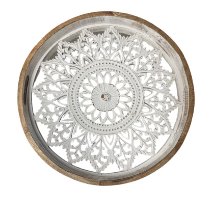 Carved Wooden Table Tray –OPEN BOX