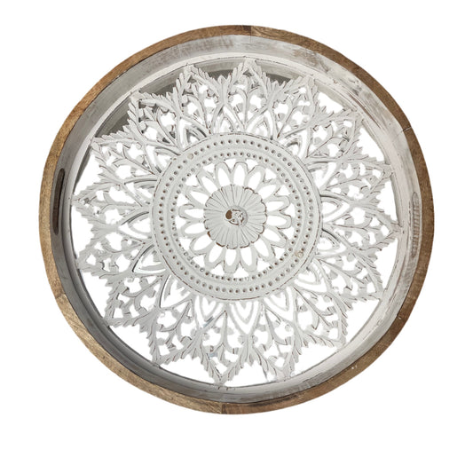 Carved Wooden Table Tray –OPEN BOX