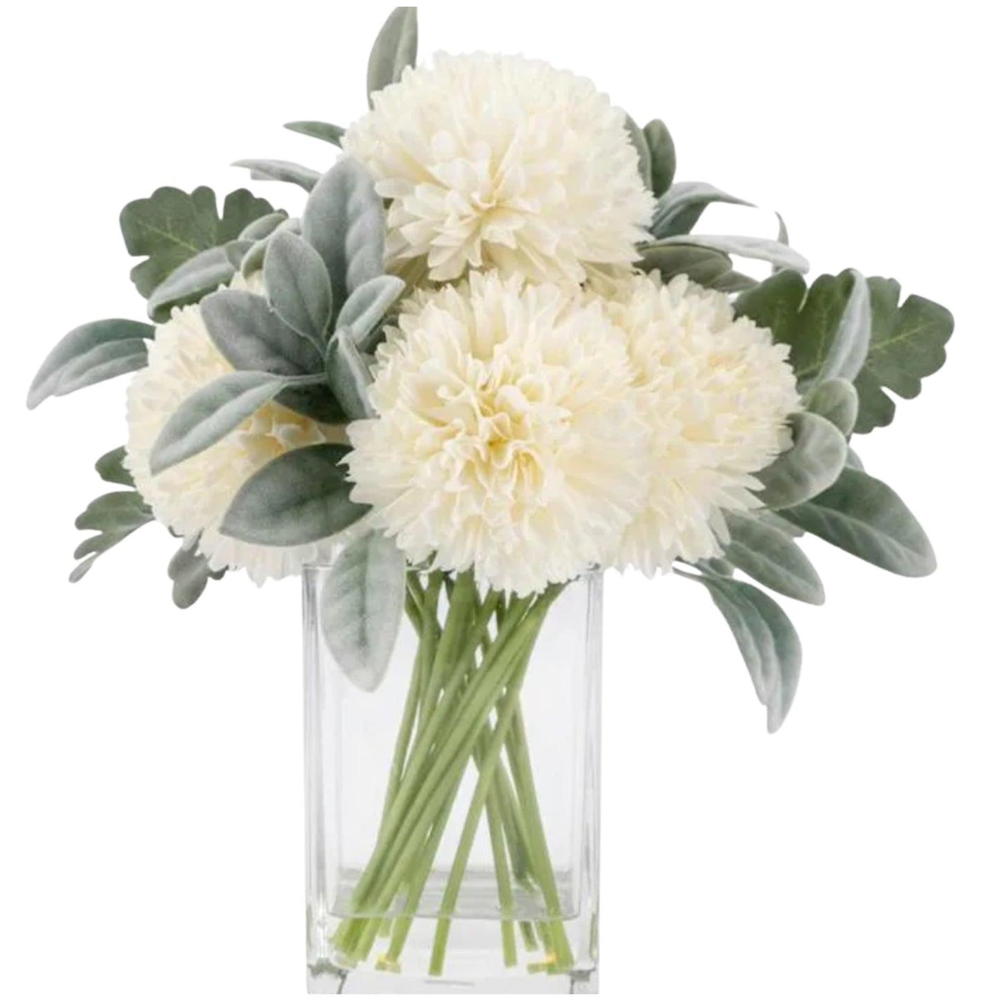 Faux Mum Floral in Glass Vase