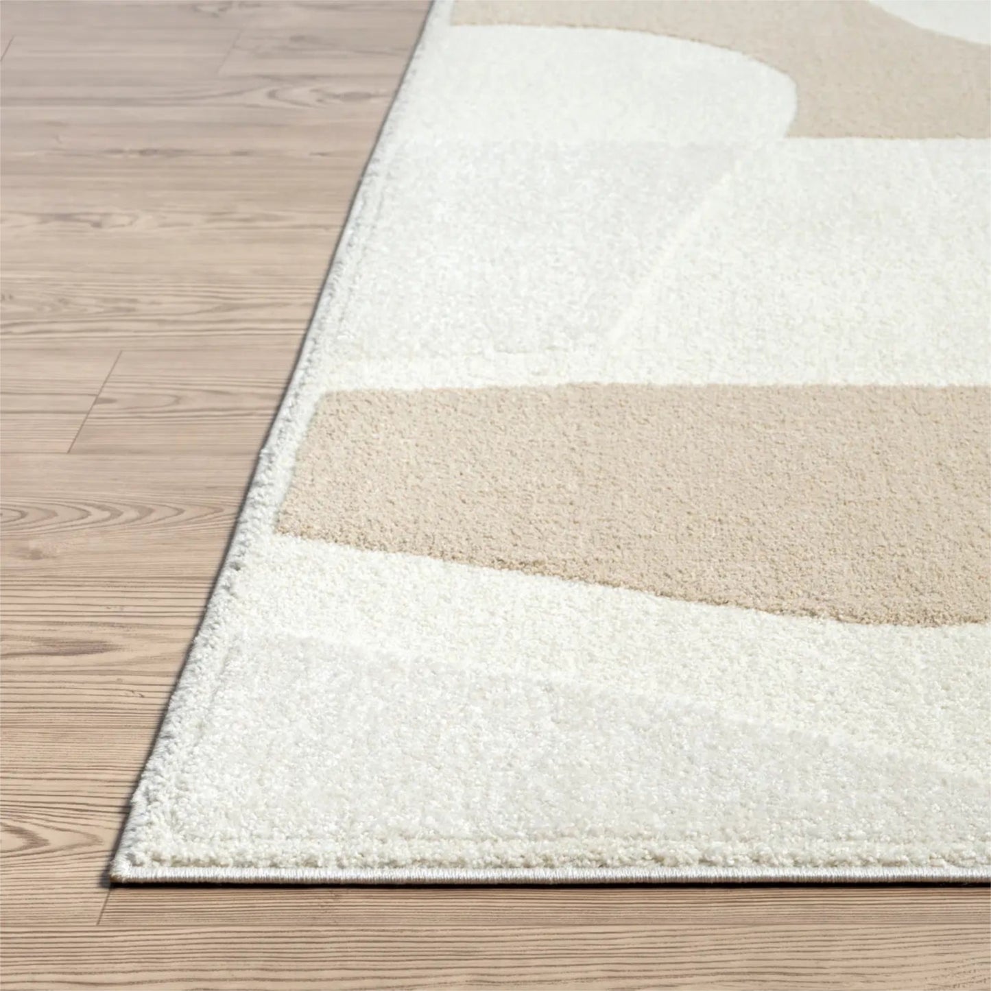 Cozy Modern Cream Grey Area Rug- 6'x9'